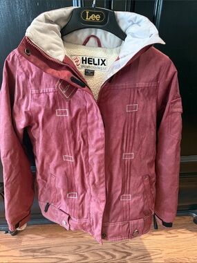 Helix Women's Snowboard Jacket in Deep Red with White Trim